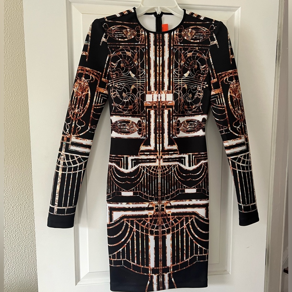 Clover Canyon Art Deco Gatsby Print XS Scuba Dress